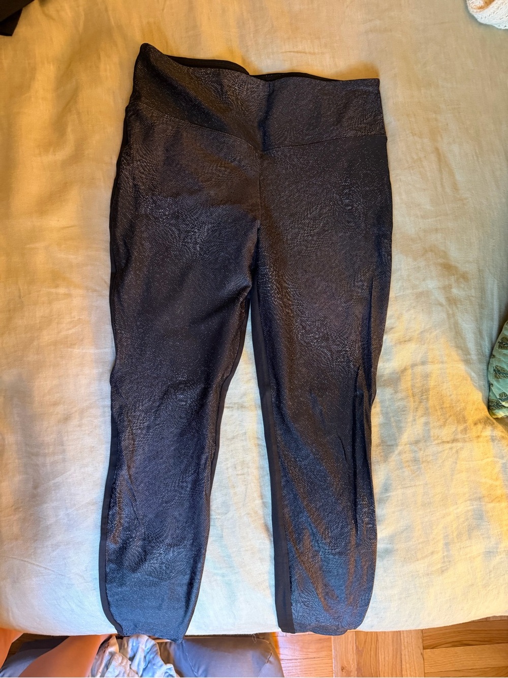 High-Waist Black Koral Textured Women’s Leggings